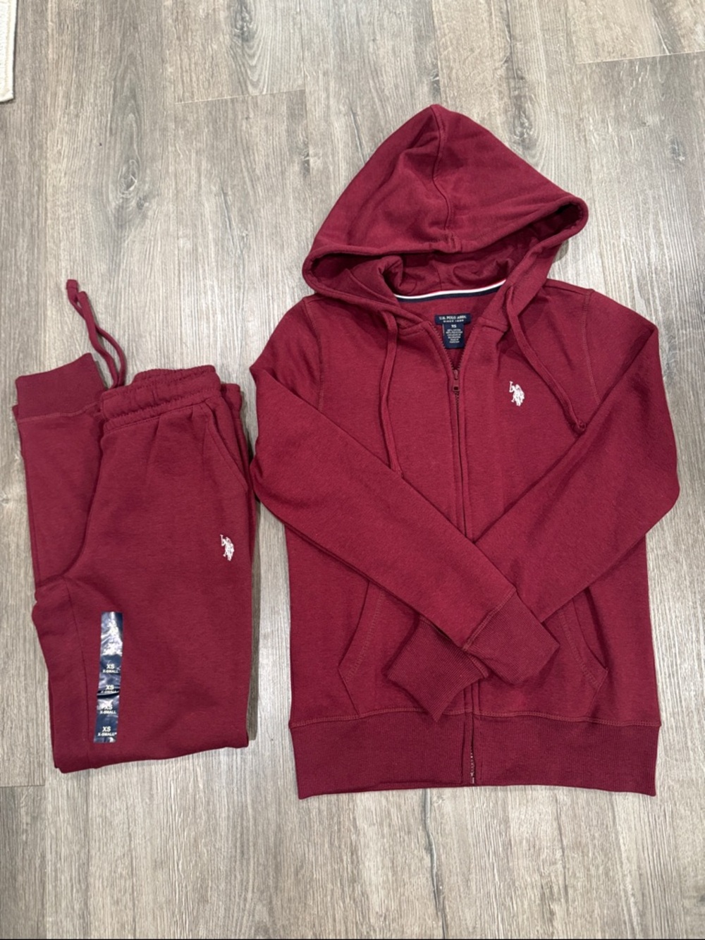 U.S. Polo Assn. Burgundy Zip Hoodie & Joggers Set